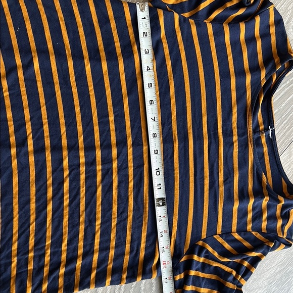 Striped Navy and Orange Long Sleeve Dress - Picture 3 of 6